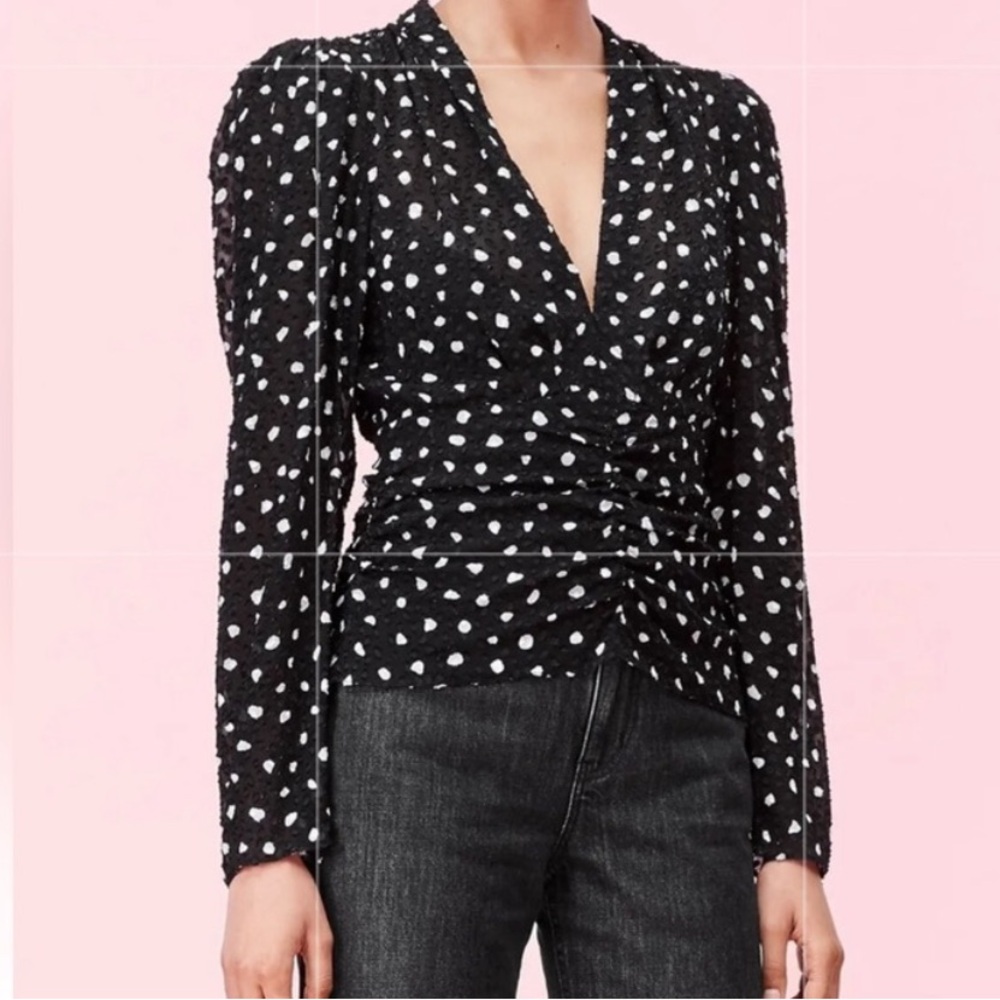EUC Rebecca Taylor Nova Dot Jacquard Silk Blend Top 6